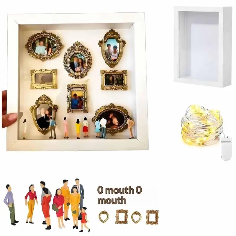 DIY Cat Silhouette Museum Box, LED Light Photo Display Case