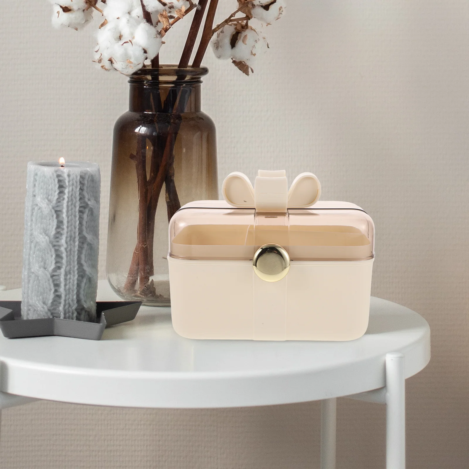 Large Capacity Hair Accessories Storage Box Portable Plastic Organizer with Handle Lid for Hair Bows Clips Ties Double Layer