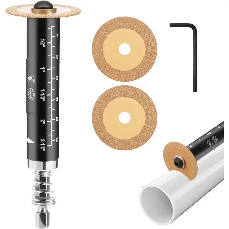 

【A38M】Inside Pipe Cutter, 1.34" 1/4" 2-1/2" Cutting Depth, Hex Shank, Diameter Plumbing Tool For PVC,For Drill And Impact Driver