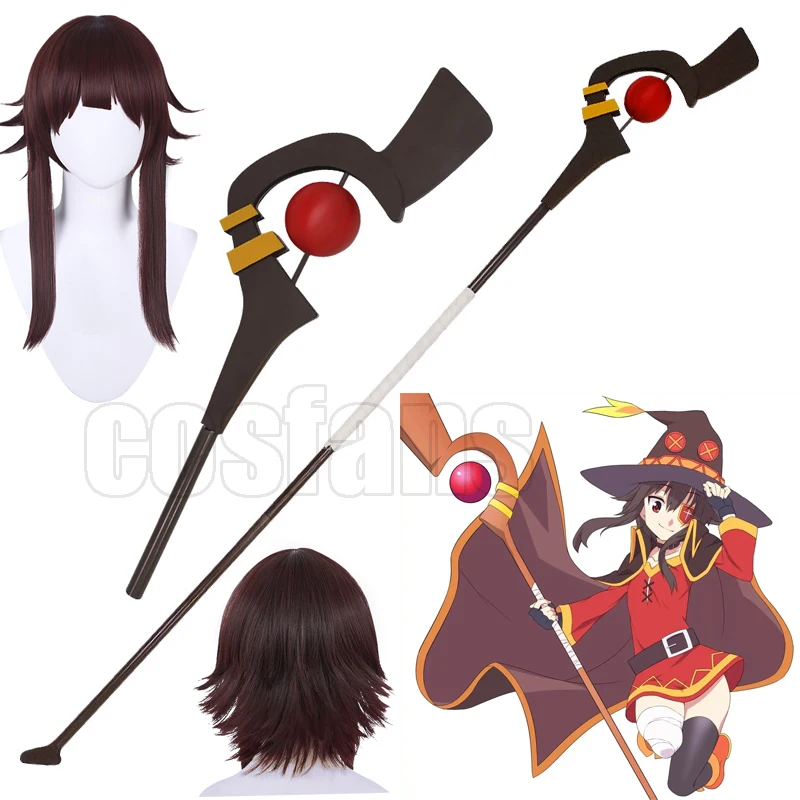 

Anime God's Blessing on this Wonderful World Megumin Wigs Cane Cosplay Props Weapons for Halloween Christmas Cosplay Show Party