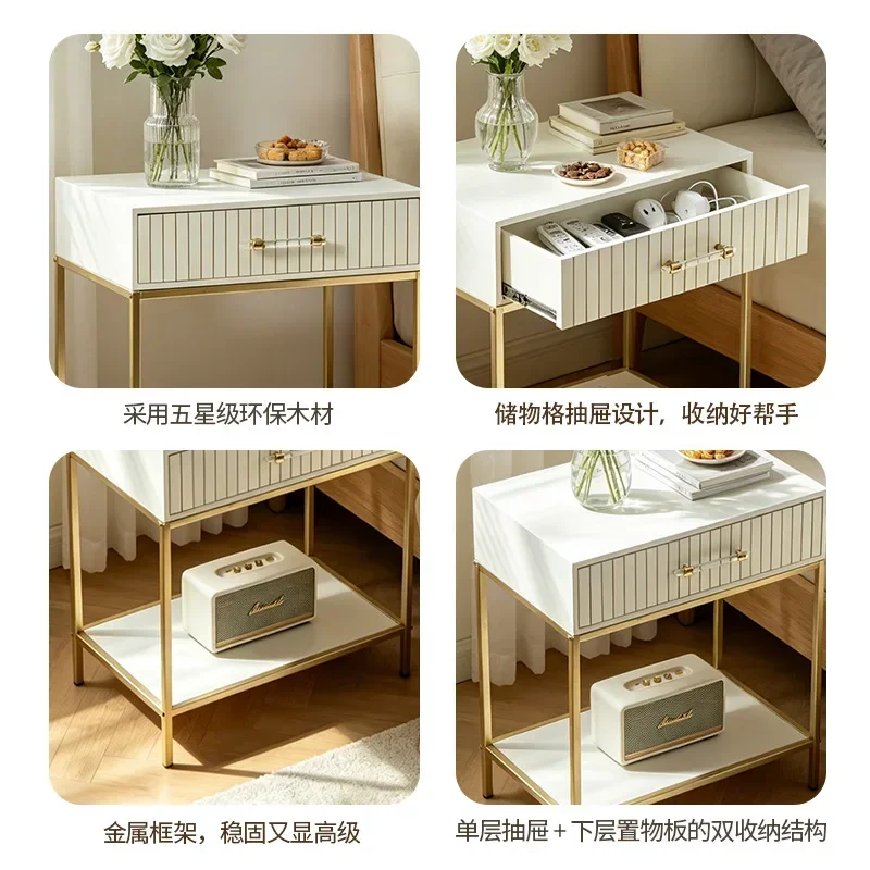 DSAhousehold bedroom sofa thickened multi-layer new bedside shelf light luxury craftsmanship square magazine table