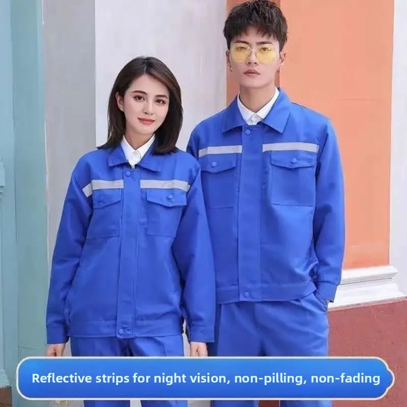 Men's Work Uniform Long Sleeve Thin Labor Protection Set Top And Pants Anti-wear And Dirt-resistant Automotive Repair