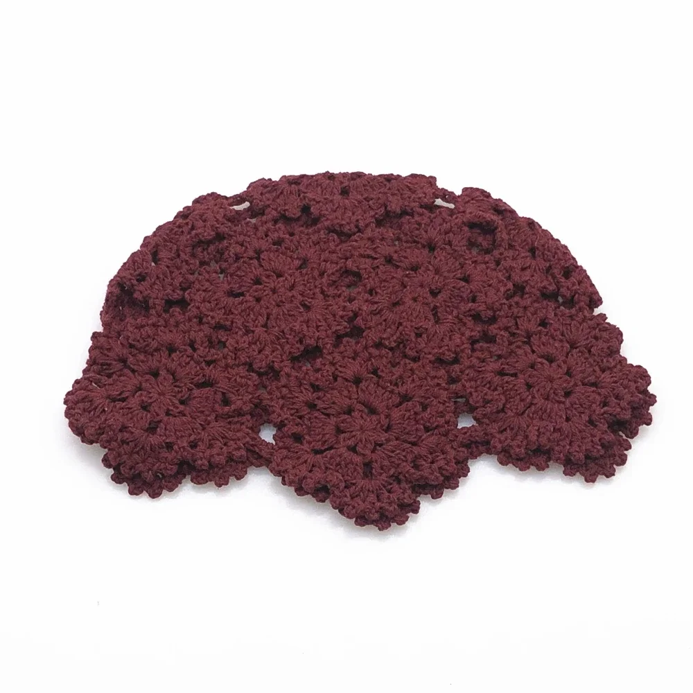 Bonnet Baotou en Laine Tissé à la Main, Fin, Creux, Respirant, en Cuir Melon, pour Printemps et Été