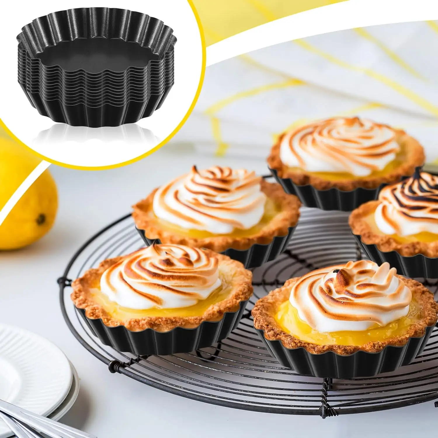 Non-Stick Tart Quiche Flan Pan Round Lace Egg Tart Mold Reusable Tartlet Moulds Pie Baking Cups Cake Cookie Cupcake Mould