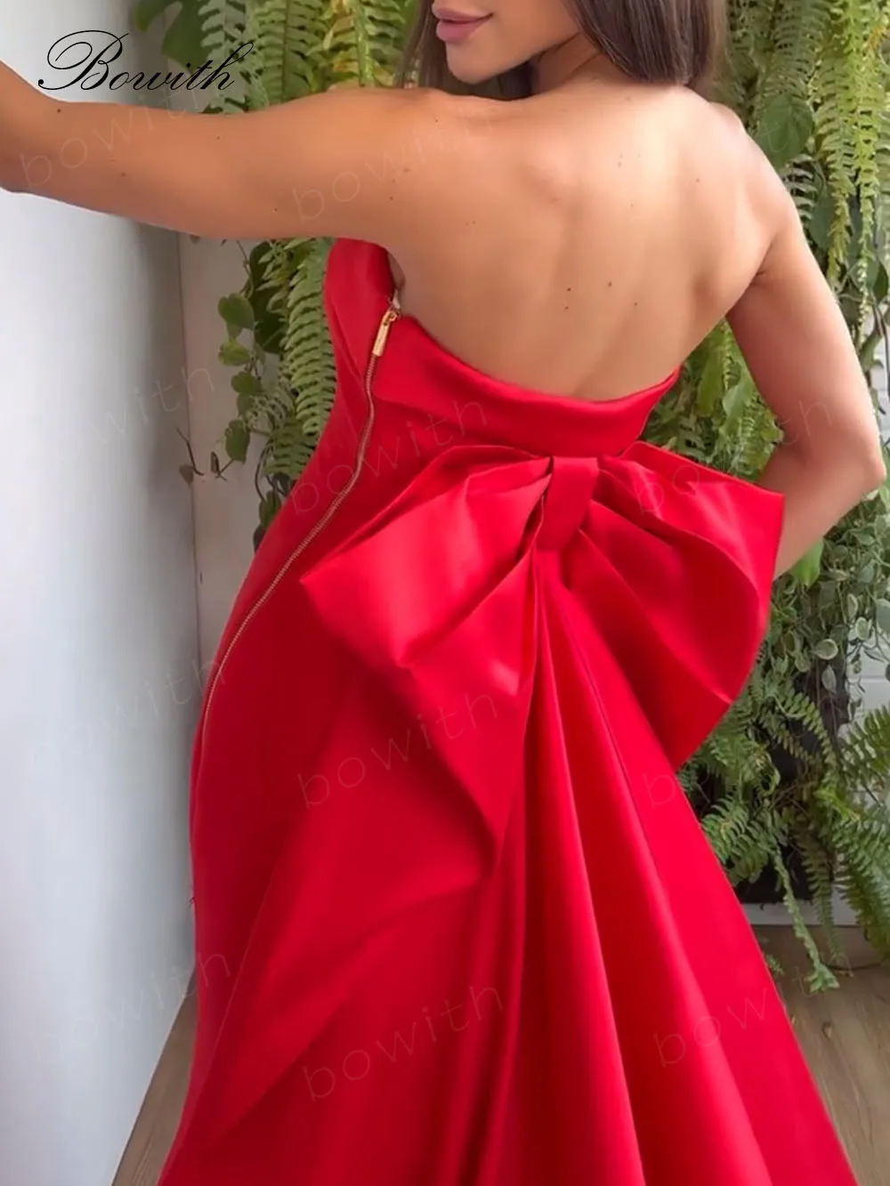 Bowith Strapless Gala Party Dresses Bow Back Mermaid Evening Dresses for Women Formal Occasion Dresses