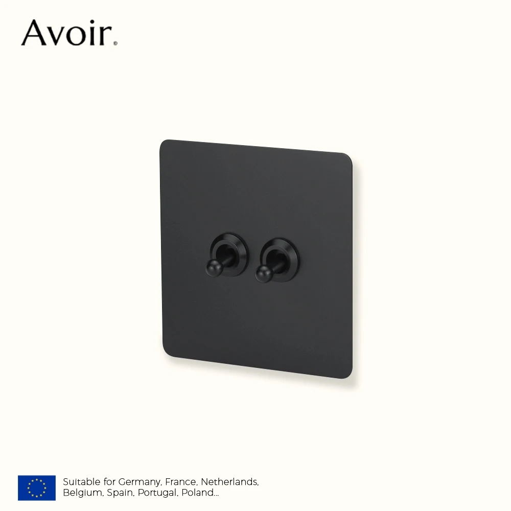 

Avoir Wall Toggle Switches Socket Type C USB Europe FR Retro Black Slim Frame Light Switches For Home Push Button Lever Switch