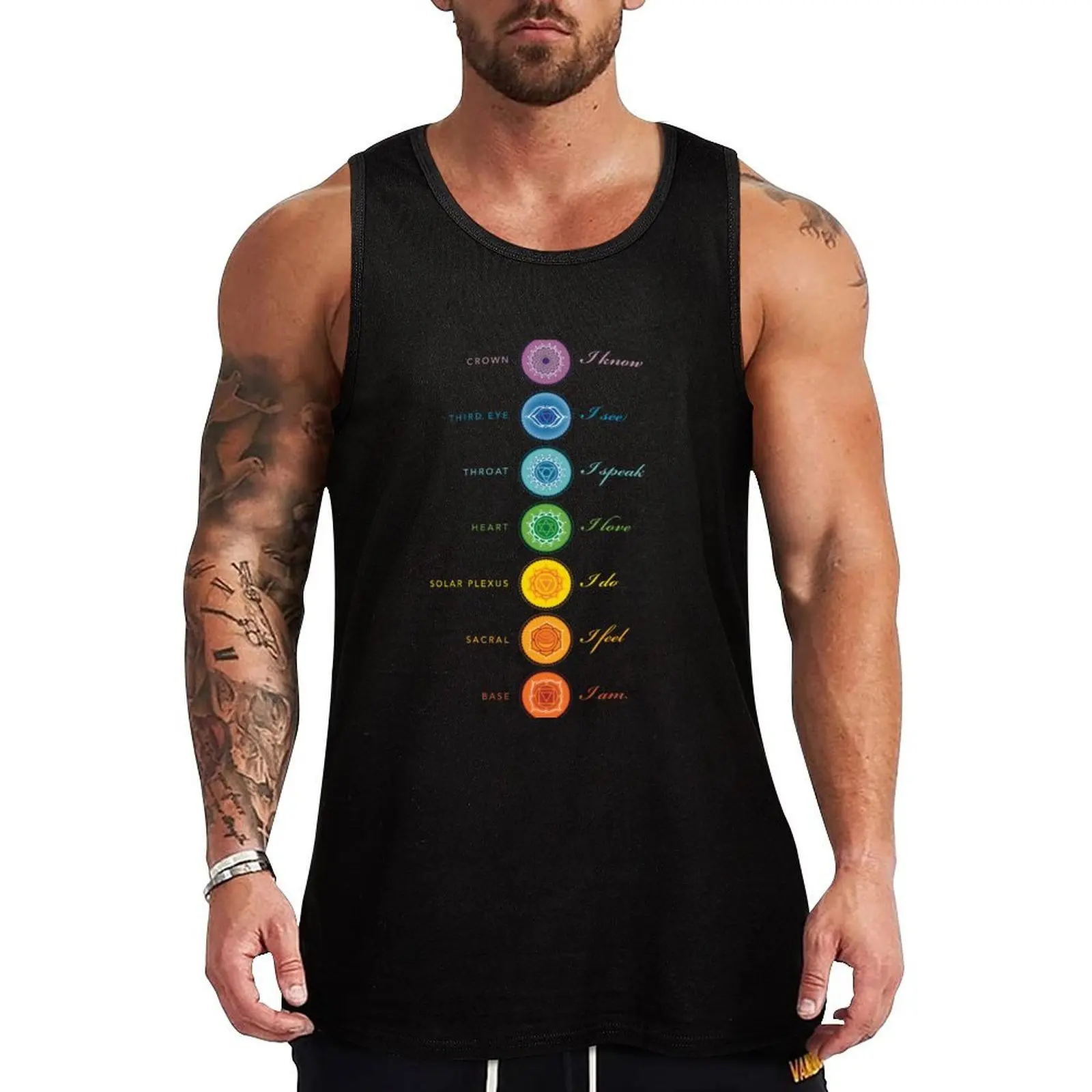 Débardeur Chakras + Affirmations, débardeur anti-transpiration, chemise de sport à séchage rapide pour l'entraînement en salle de sport