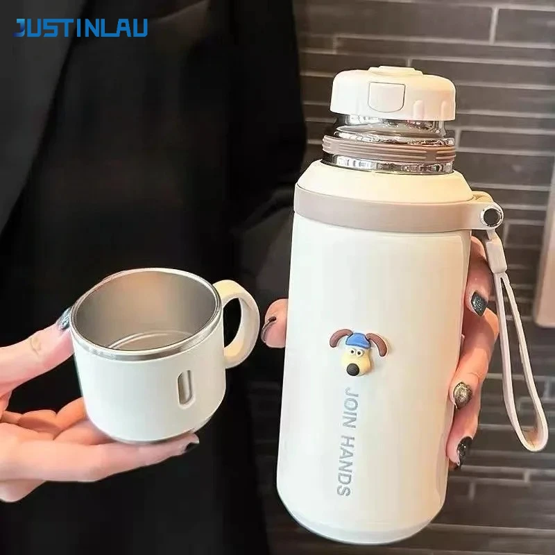 저스틴라우 600/800ML 보온병 주방 진공 플라스크 차 여과기 포함 스테인리스 휴대용 여행용 보온 물병
