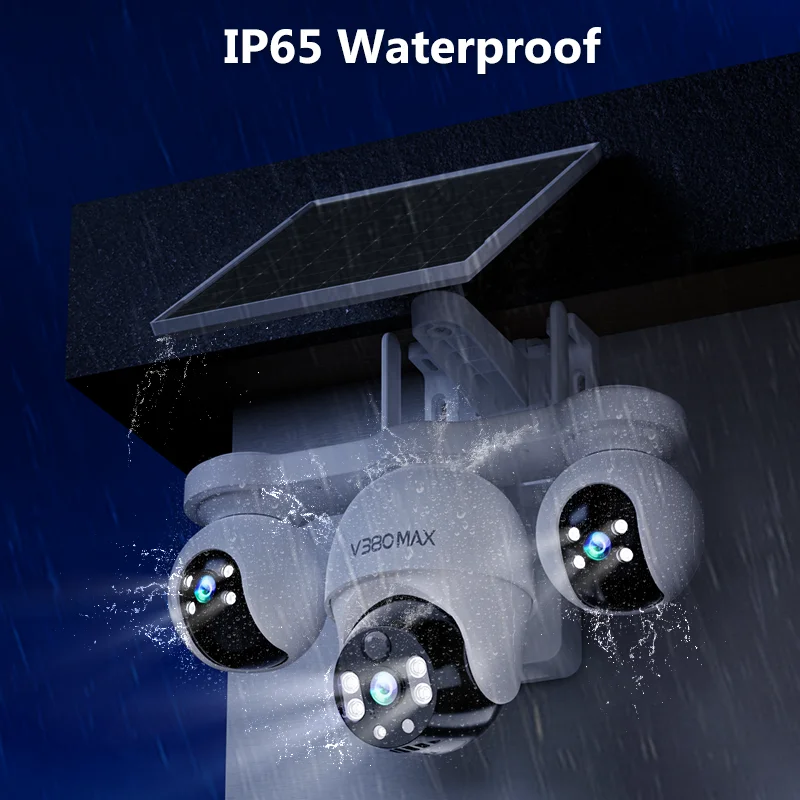كاميرا مراقبة V380 PRO 4G تعمل بالطاقة الشمسية بدقة 12 ميجابكسل 360 درجة °   رؤية كاملة الألوان للرؤية الليلية لا تحتاج إلى شاشة تحكم عن بعد لواي فاي
