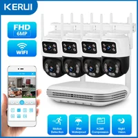 KERUI 6MP Full HD 8CH inalámbrico NVR seguridad WIFI IP sistema de cámara de doble lente Kit vigilancia en exterior CCTV Audio Video grabadora