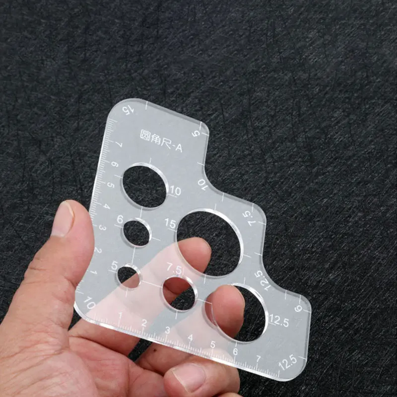 NUBECOM Durable Leather Cutting Positioning Ruler Multifuction Round Corner Chopping Ruler Sewing Accessory Acrylic Leather Tool