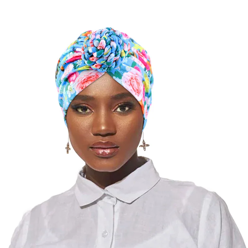 New Women Braided Top Knot Turban African Print Stretch Bandana Head Wrap Head Cover Bonnet Headscarf Muslim Chemo Cap Bandanas