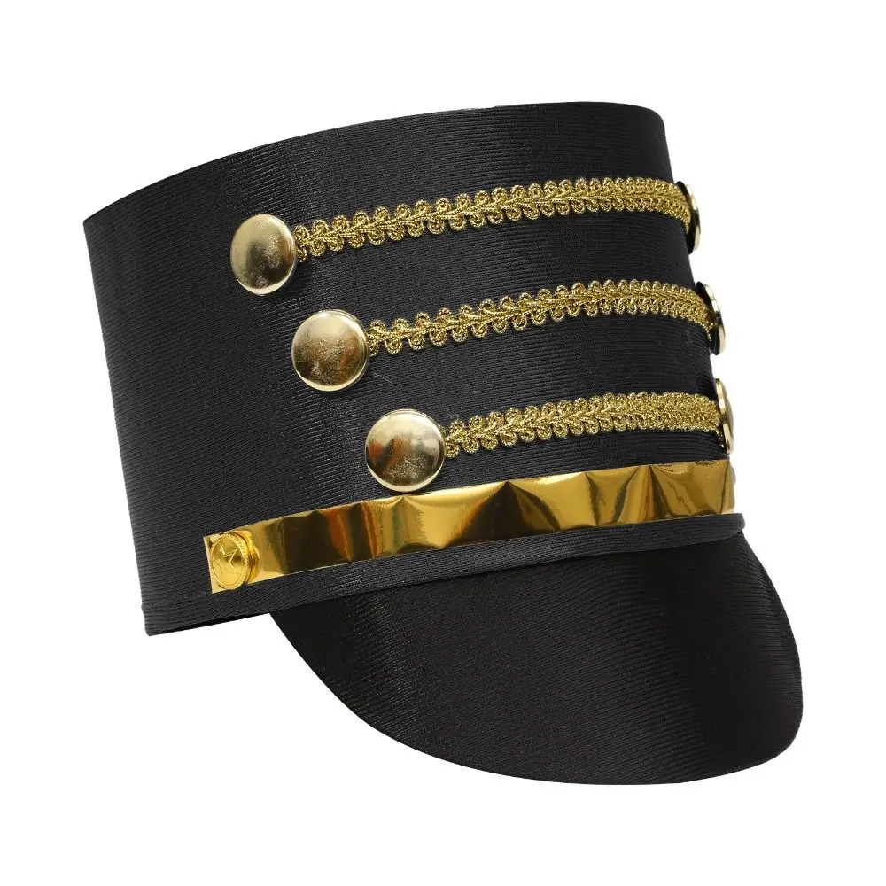 Hat-nutcrackers Marching Band Hat Cosplay Show Gold Trim Strips Drum Major Master Hats Skin-friendly Themed Party