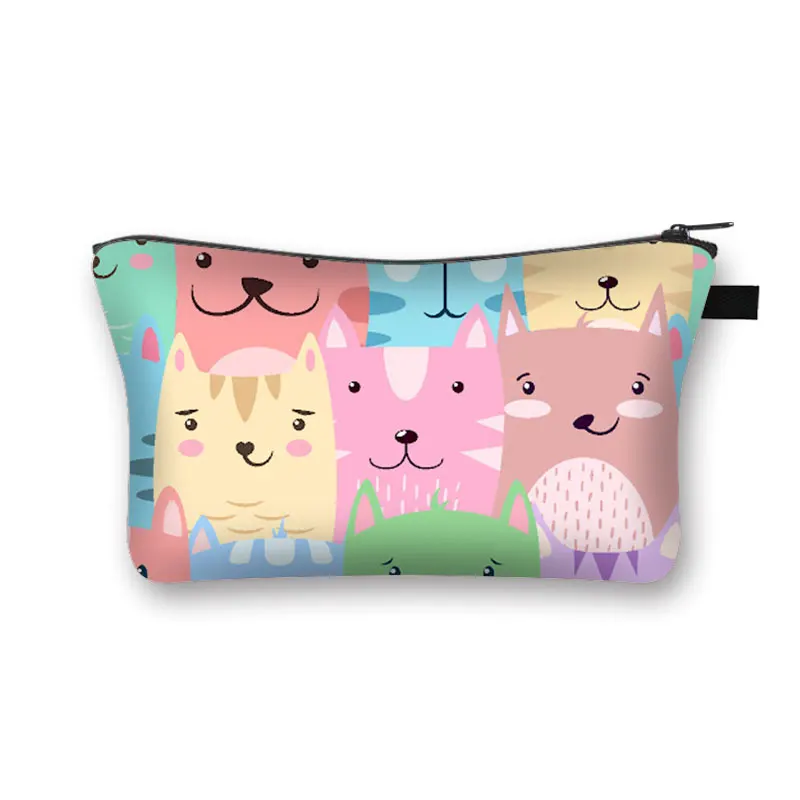 Kawaii Kitten Cosmetic Bags Cartoon Cat Toiletries Bag Small Clutch Women Makeup Bag Lady Handbags Purse Lipstick Cosmetic Case