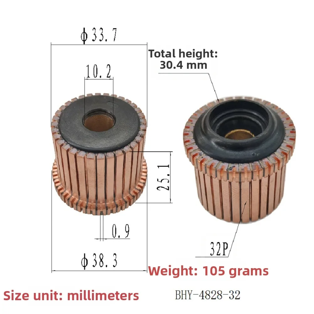 Replacement Commutator 38.3x10.2x25.1mm 32 Segments High Purity Copper For GA7030 GA9030 Angle Grinder Motor Repair Parts