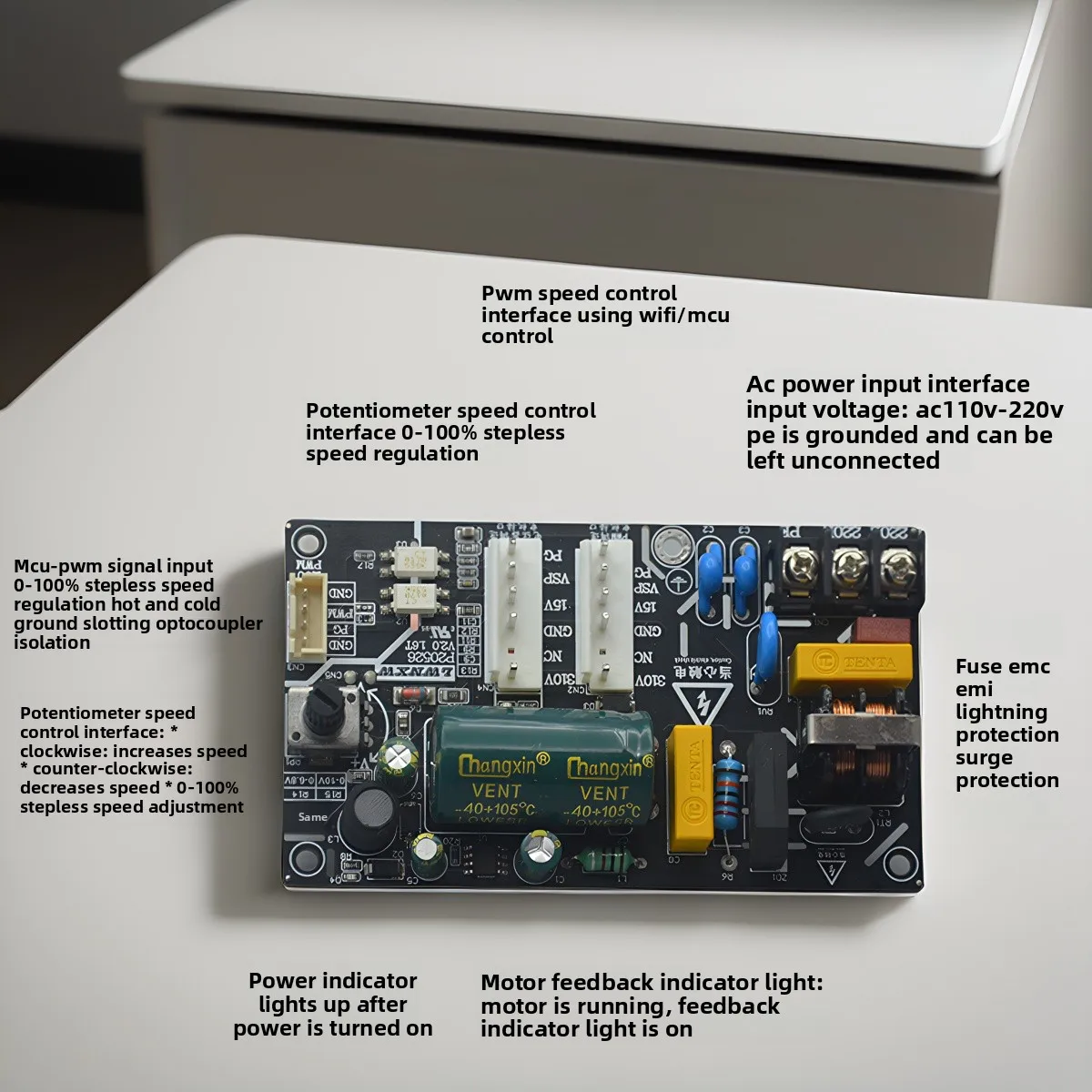 

5-Wire DC fan motor driver board Suitable for five-wire DC motor test board 310V potentiometer speed regulation + PWM model