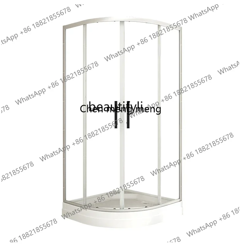 xx1Shower integral bathroom partition glass door bottom basin dry and wet separation simple curved bathroom