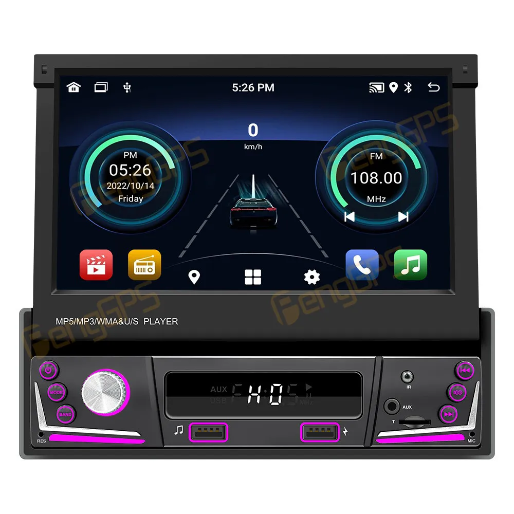 7.0 Inch 24S for Volkswagen GM All Models Retractable Screen 9606 Wide Screen TFT MP5 Player Manual Smart GPS Carplay Car Radio