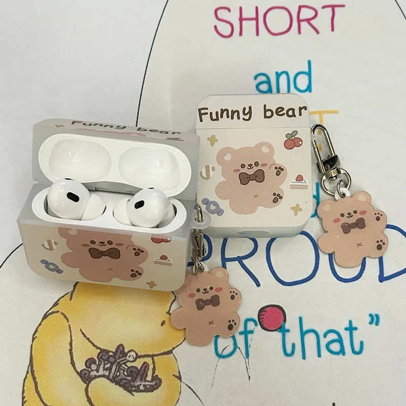 Estuche de dibujos animados de oso cuadrado para Airpods Pro, auriculares Apple Pod con Bluetooth, 2. ª generación, 3. ª, carcasa bonita, simplicidad suave