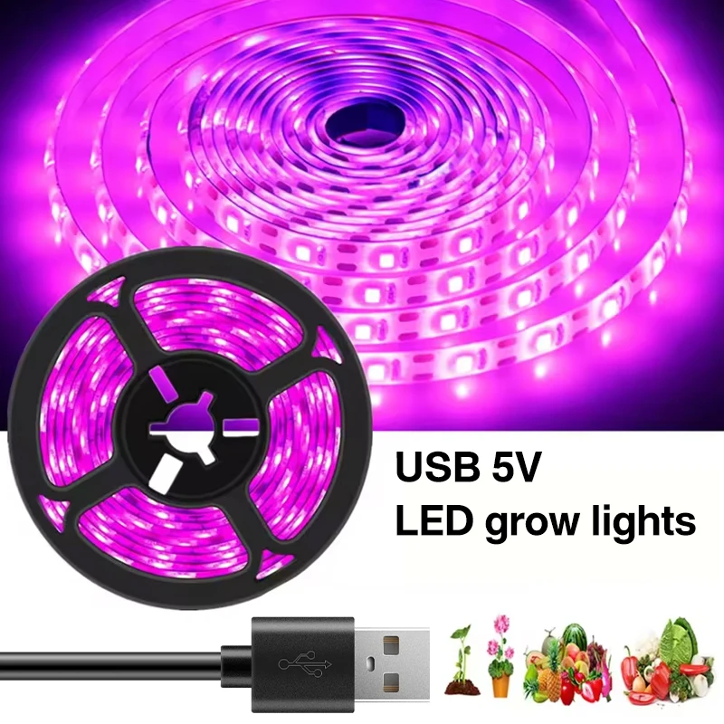 USB power supply full spectrum purple plant lamp belt plants flowers and vegetables promote growth, portable and easy to install