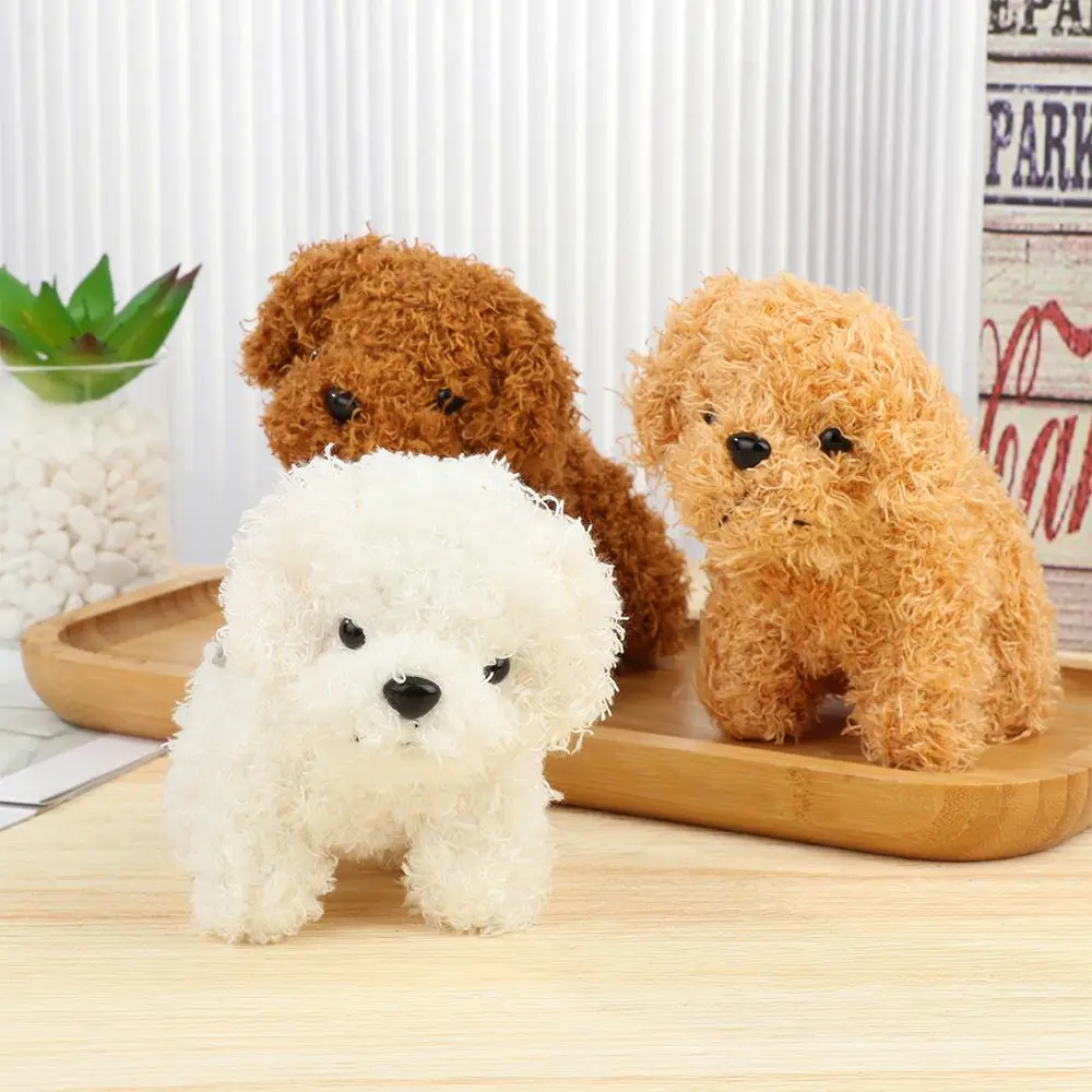 New 12cm Simulation Dog Key Chain Cute Fashion Funny Poodle Dog Plush Toy Ring Pendant Plush Christmas Gift DIY Doll Accessories