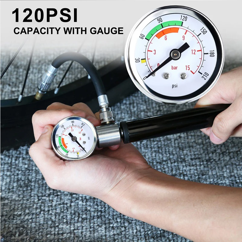 WEST BIKING Portable Bicycle Pump With Gauge High Pressure Cycling Air Tire Inflator Mini MTB Road Bike Hand Pump Accessories