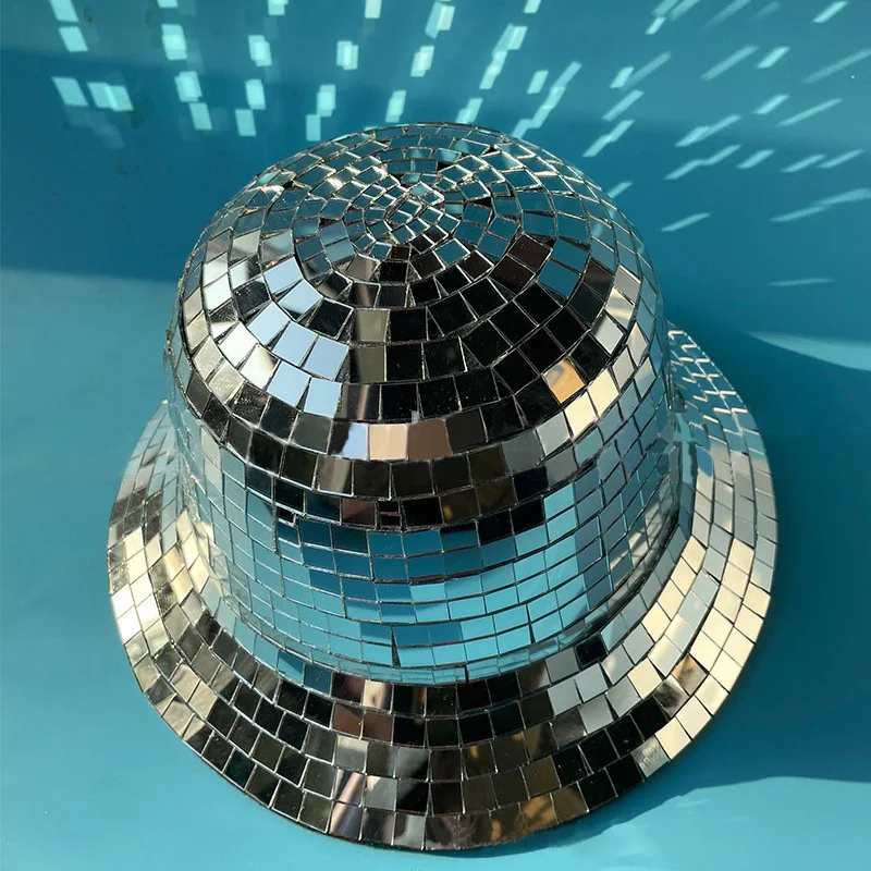 New Product Disco Ball Bucket Hat Fashion Retro Mirror Style Hip Hop Man Woman Disco Top Hats