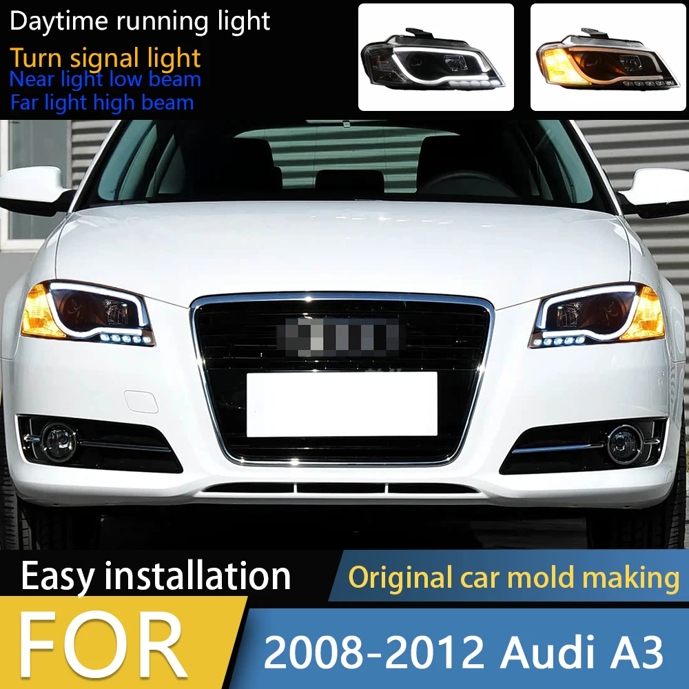 

Стайлинг автомобиля фары для Audi A3 2008-2012 новый стиль полностью светодиодные DRL динамические сигнальные фары биксеноновые фары в сборе