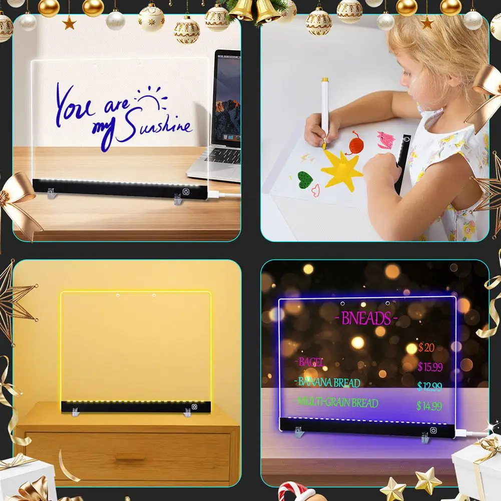 Lavagna acrilica luminosa a LED, luce magica, disegno di graffiti, giocattolo per bambini, bacheca educativa cancellabile Montessori