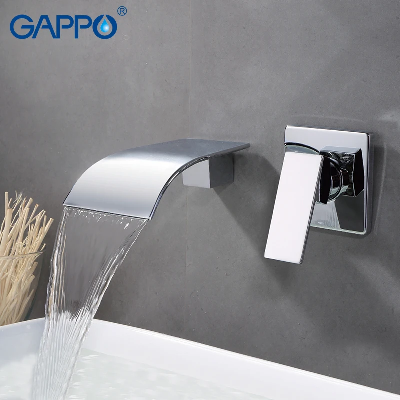 

GAPPO Luxury Bathroom Faucet Basin Sink Tap Wall Mounted Waterfall Brass Hot & Cold Bathroom Water Mixer Tap