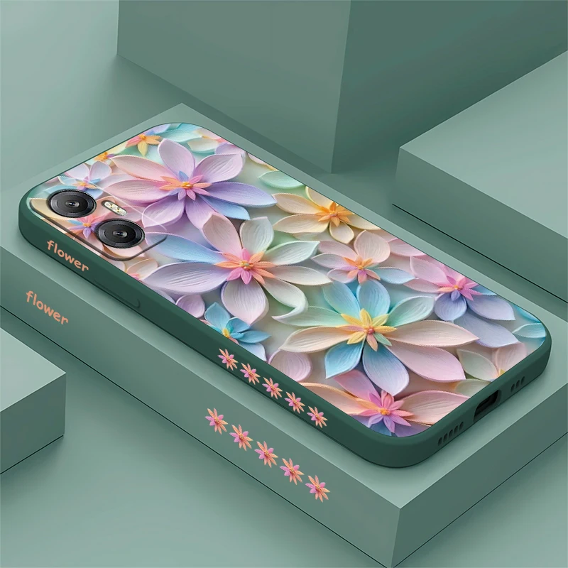 Korean Cute Flowers Case For Infinix Hot 50 30 30I 20S 12I 12 11 11S 10 9 Play NFC Pro Plus Shockproof Soft Silicone Phone Cover