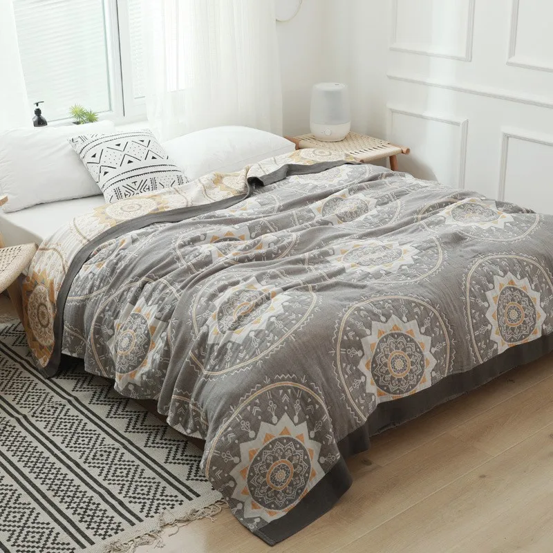 Queen King Single Bedspread Sleeping Blanket For Bed Sheet Adult Car Sofa Travel Blanket Muslin Cotton Nap Sofa Blanket
