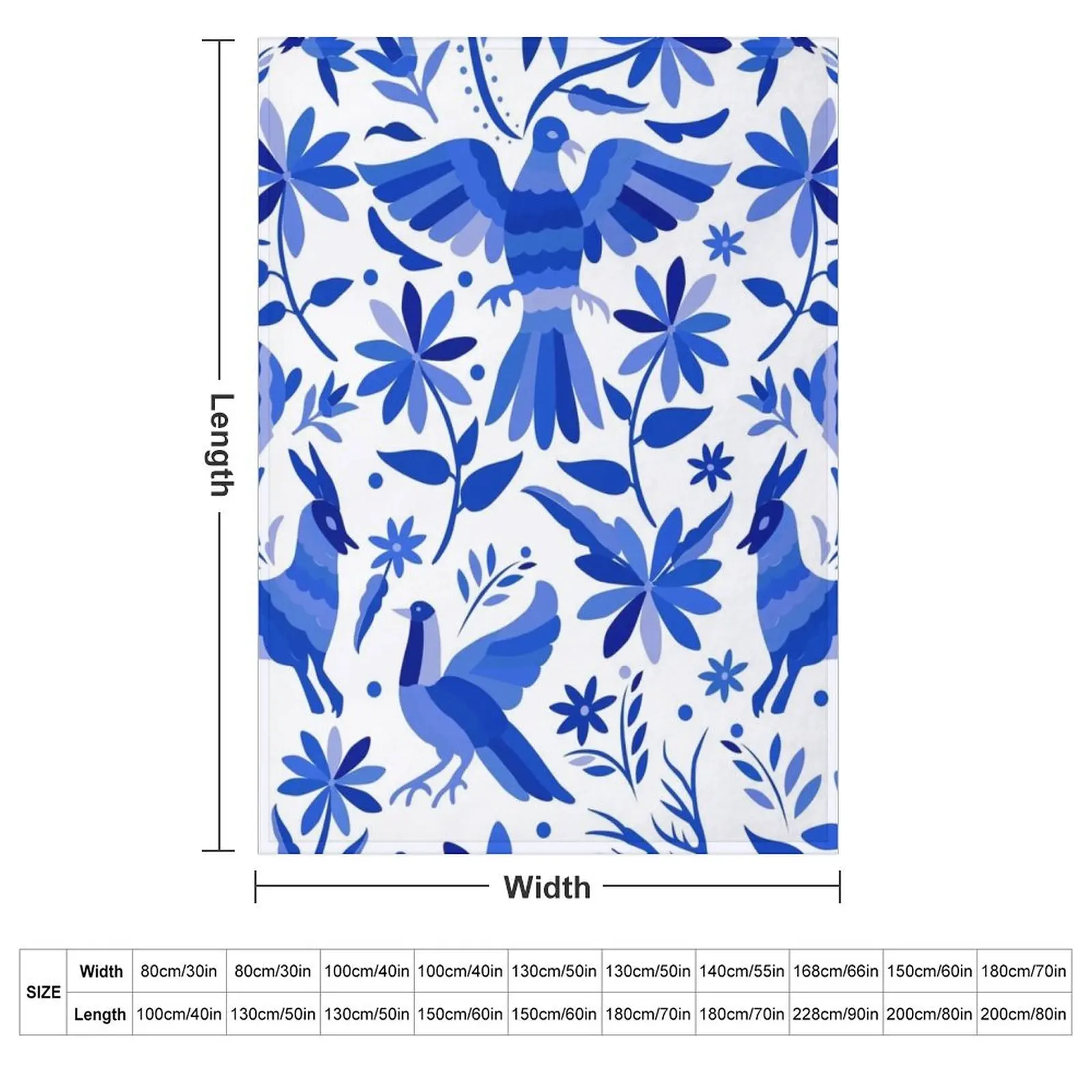 Mexican Otomi Design in Blue Throw Blanket Hair Thermals For Travel funny gift Blankets