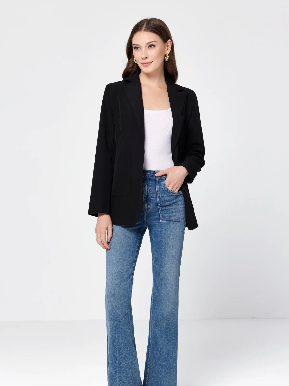 Blazer a maniche lunghe moda donna tinta unita Office Lady elegante giacca femminile top Casual giacca frontale aperta con tasche