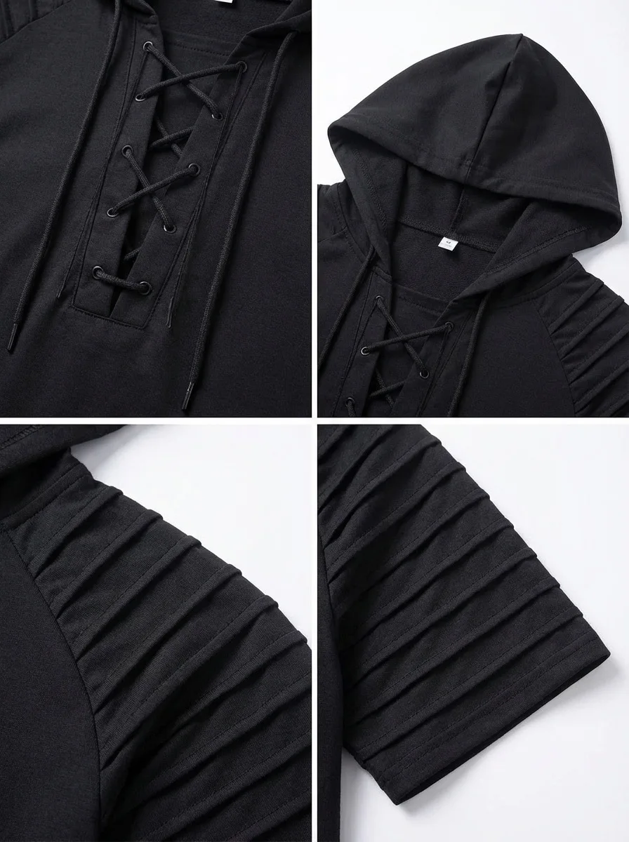 Men's T Shirt 2026 Summer Slim Fitness Hooded Short-Sleeved Tees Male Lightweight Hoodie Fitness Breathable Sports Tops