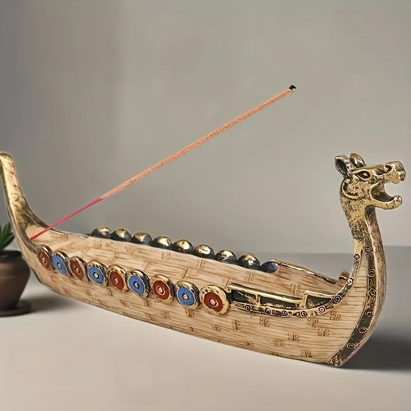 Vintage Dragon Boat Incense Holder And Incense Plate, Retro Home And Garden Decor, Anime-Inspired Small Statues, Room Decoratio