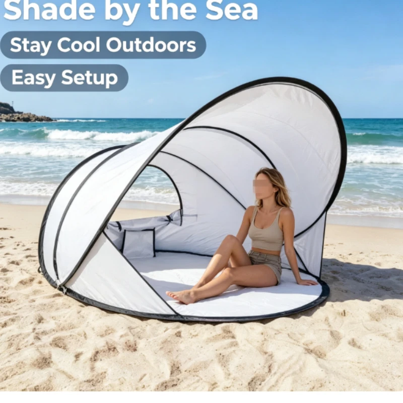 Lightweight Pop Up Beach Tent With Double Arch Design For Seaside Camping Sun Protection Shade Shelter Outdoor Activity