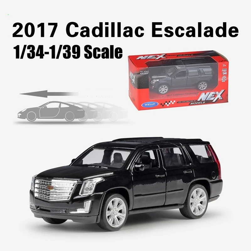 1/36 Cadillac Escalade SUV Toy Car Model Welly Diecast Vehicle Miniature Pull Back Free Wheels Collection Gift For Children Boys