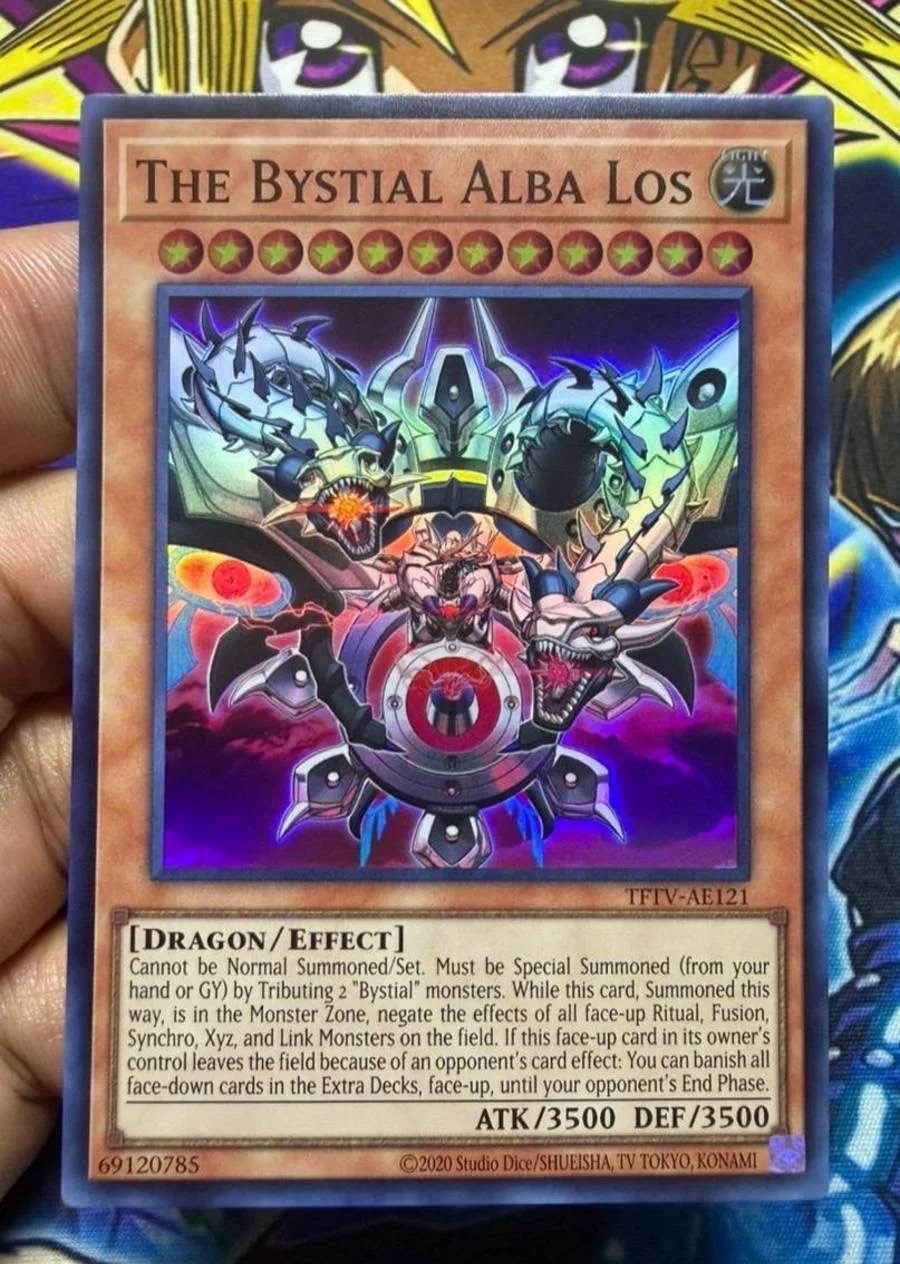 Yugioh KONAMI Duel Monsters TFTV-AE121 The Bystial Alba, Tarjeta Coleccionable Super Rara en Inglés Asiático, Estado Impecable