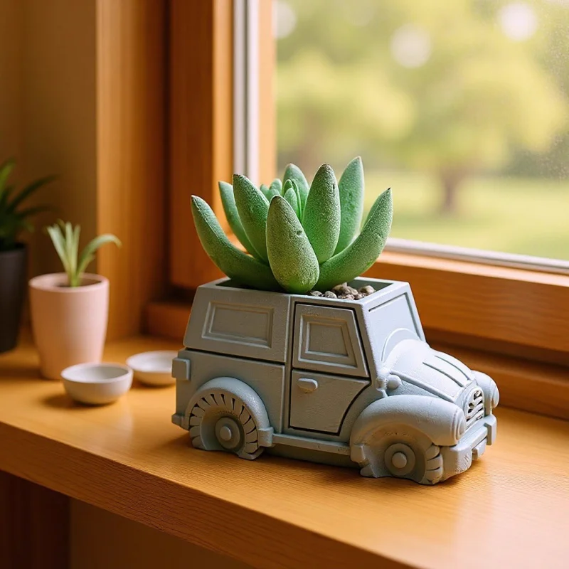 

Creative Car Silicone Mold for Succulent Pots, DIY Handmade Gypsum Concrete Epoxy Decor