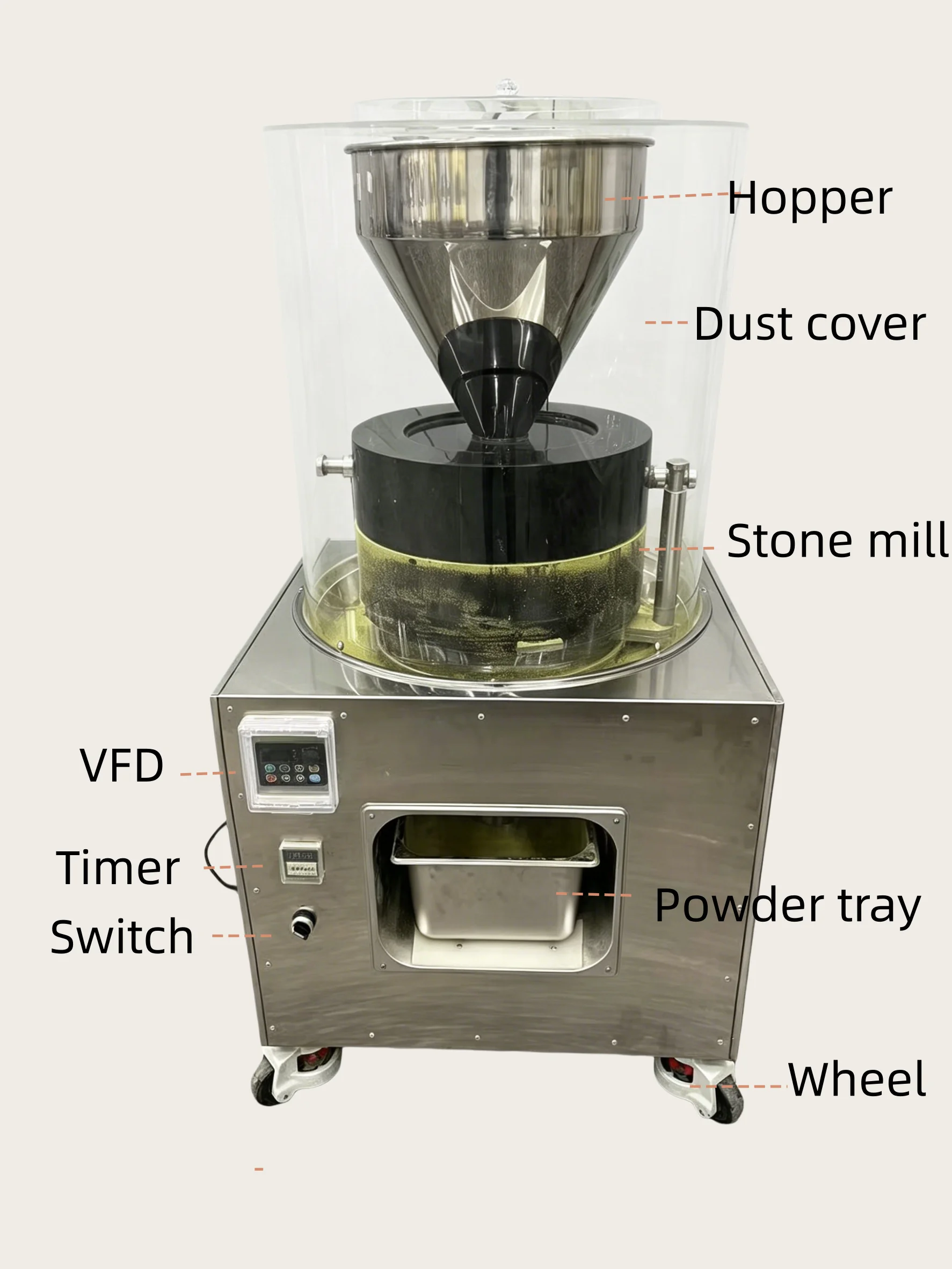 Ultra Fine Powder Grinder With Gearbox And Bearing 220V For Bakery & Beverage Use