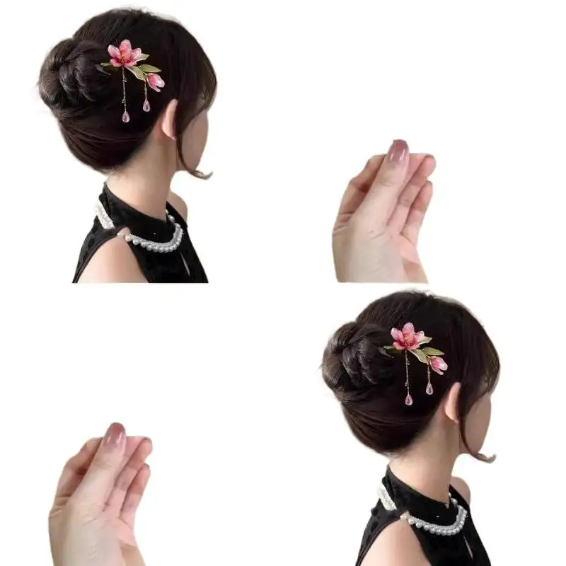 Hanfu Blumen-Quasten-Haarstab Chinesische Traditionelle Retro-Haarnadel Hochwertiges Handgefertigtes Haar-Accessoire für Cosplay, Alltag, Party, Geschenk – Detail 6