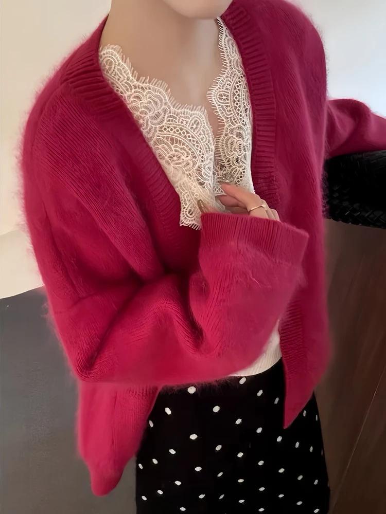 Prachtige V-Ne Gebreide Trui Dames Faion Herfst Winter Nieuwe Halflange Mooie Kleine Top Pendelen Sle Loose Fit