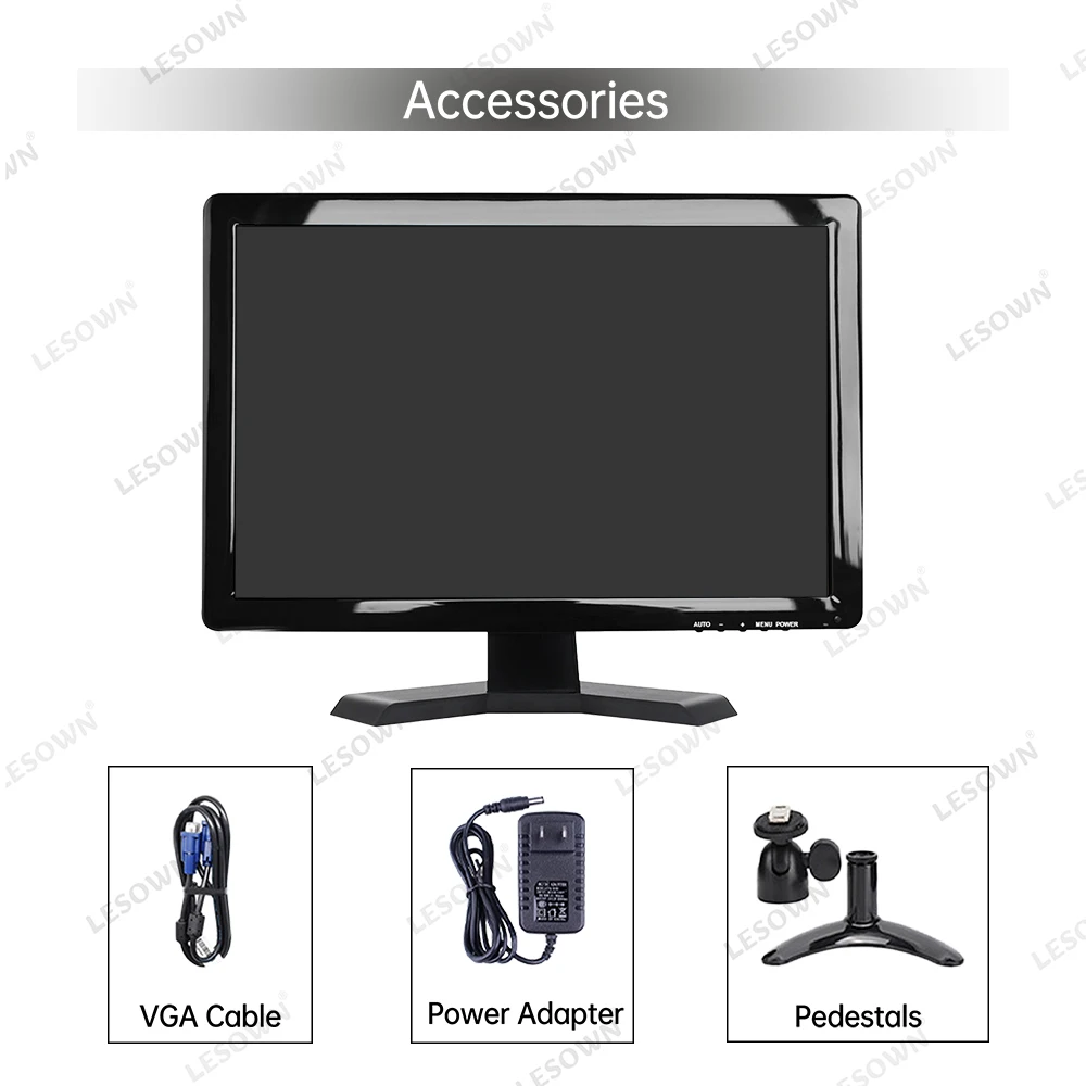 LESOWN New 19 inch Touchscreen Industrial Display VGA USB 1440x900 Resolution IPS Screen Monitor Built in Speakers for Windows