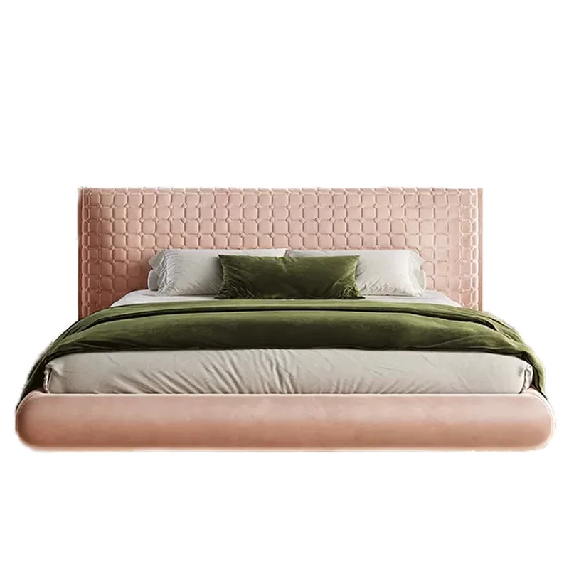 Italian minimalist fabric suspension bed master bedroom, bed light luxury modern simple designer high-end villa 1.8 meters