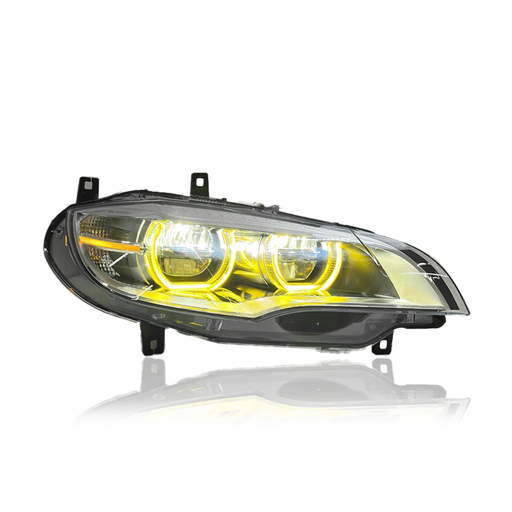 LED Headlight Assembly for BMW X6 E71 2008-2014 Projector Lens Start Animation Dual-color DRL Plug and Play
