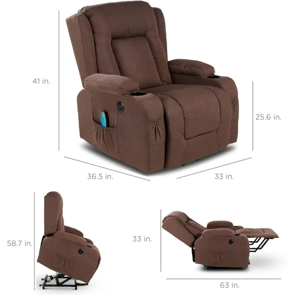 Modern Linen Electric Power Lift Chair, Recliner Massage Chair, Adjustable Furniture for Back, Legs W/ 3 Positions, USB Port