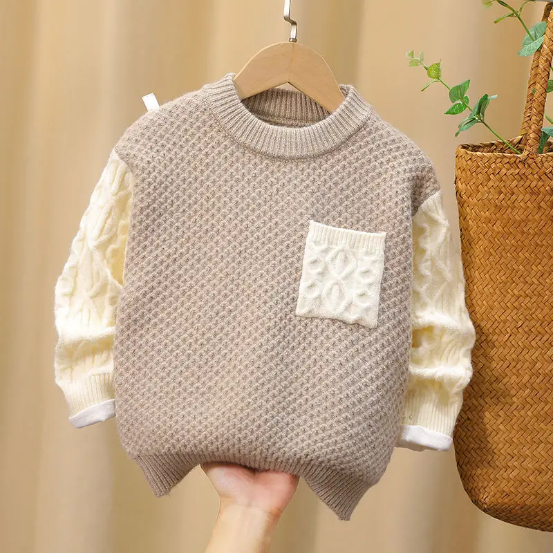 3-11 Years Boys\' Sweater Autumn And Winter New Fashion Warm Children\'s Sweater Cute Baby Jumper Kids Knitted Base Shirt