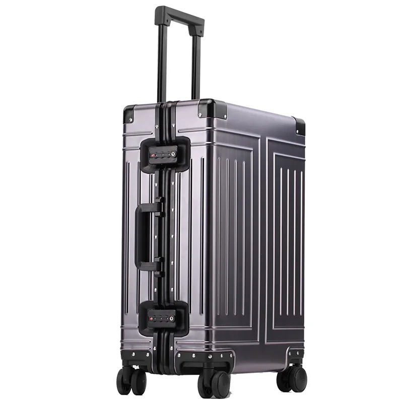 2024 Capacity Durable Luggage Sets 100% Aluminum Suitcase Wheels Women Girl Men Cabin Carry-On Boarding Travel 20/24/26/28 image 3