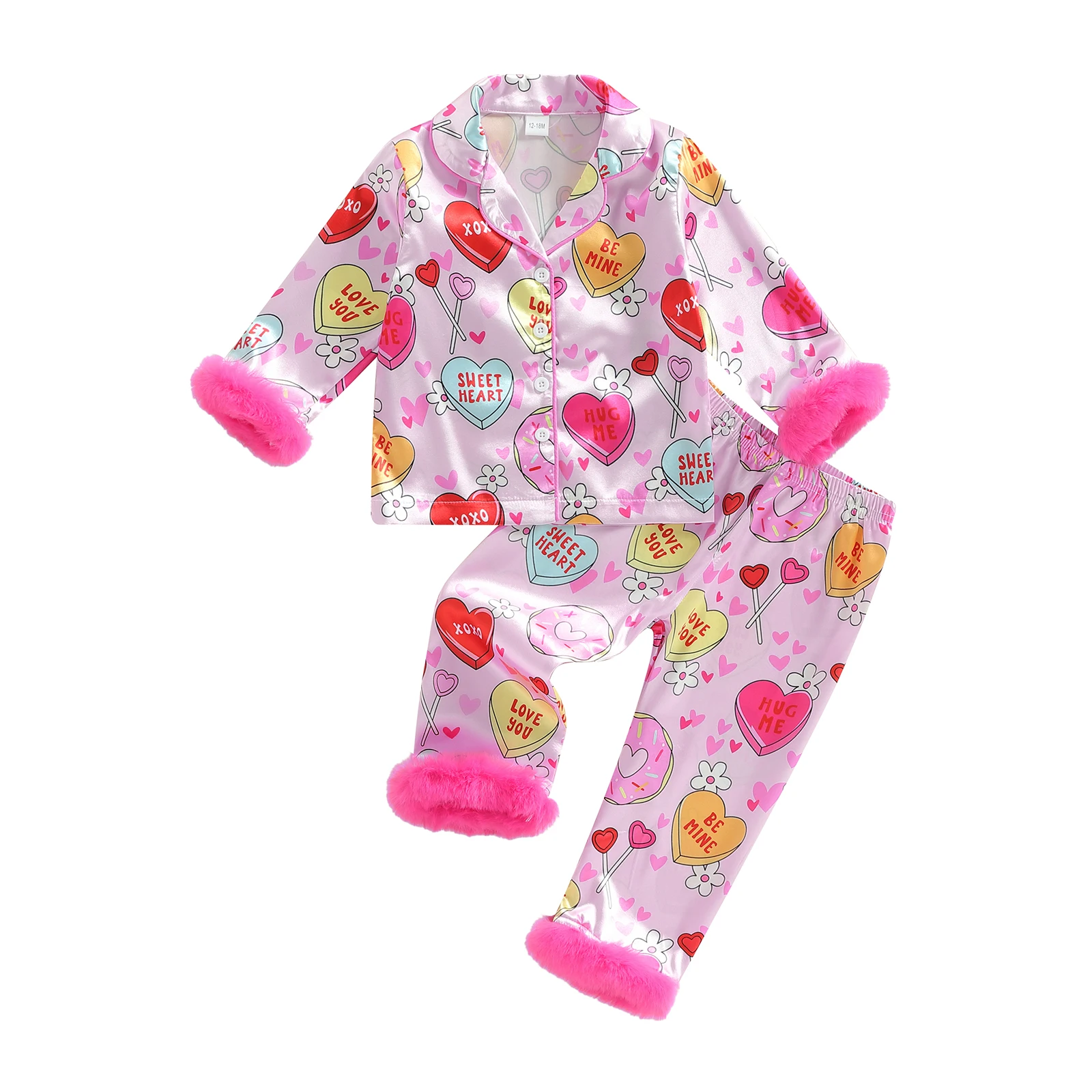 

2Pcs Valentine s Pajamas Sets for Baby Boy Long Sleeve Lapel V Neck Star Print Tops Elastic Waist Pants Nightwear Sleepwear